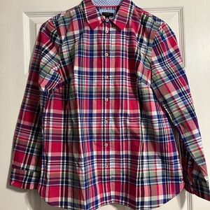 Womans Talbots NWT 100% Cotton Button Down Multicolor Plaid Shirt